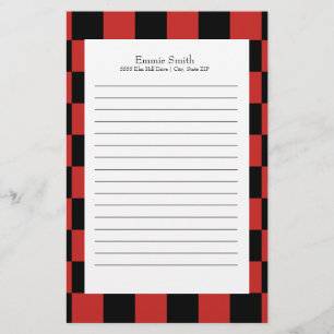 Personalisiert rot und schwarz mit weiß kariert briefpapier