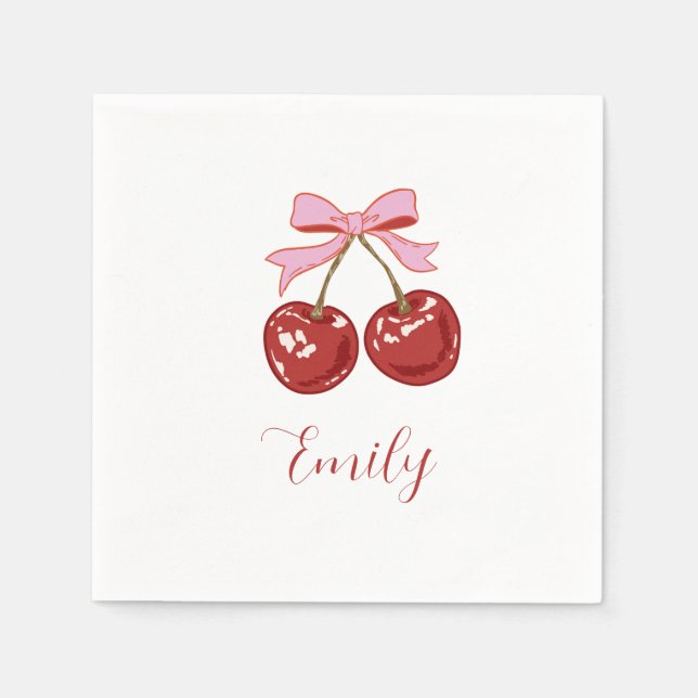 Personalisiert roter Rosa Name Serviette (Vorderseite)