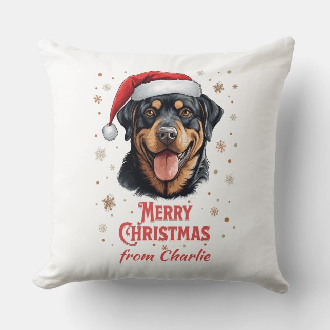 Personalisiert Rottweiler Dog Santa Merry Weihnach Kissen (Vorderseite)