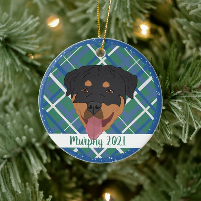Personalisiert Rottweiler Weihnachten Keramik Ornament (Baum)