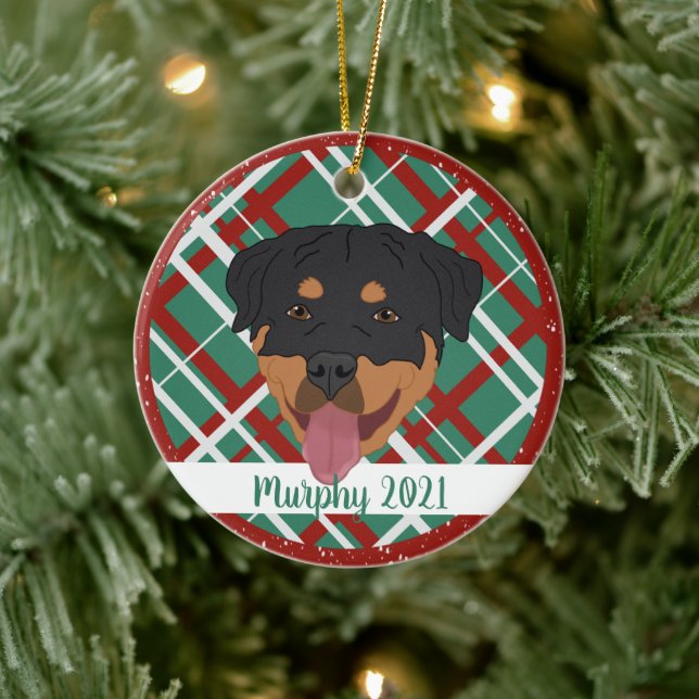 Personalisiert Rottweiler Weihnachten Keramik Ornament (Baum)