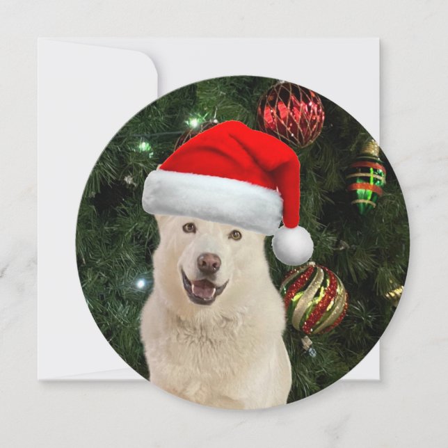 Personalisiert Round Santa Paws Husky Weihnachten (Vorderseite)