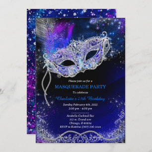 Personalisiert Royal Blue Birthday Masquerade Einladung