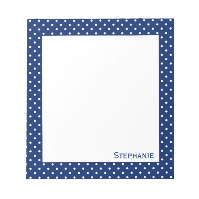 Personalisiert Royal Blue Polka Dot Pattern Notizblock (Vorderseite)