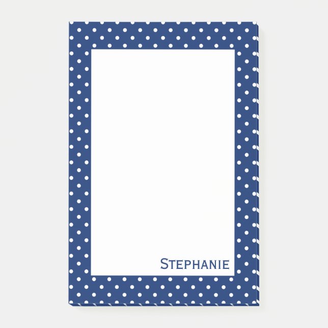 Personalisiert Royal Blue Polka Dot Pattern Post-it Klebezettel (Vorderseite)