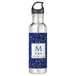 Personalisiert | ROYAL BUE | Floral | Monogramm Edelstahlflasche
