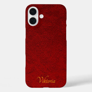 Personalisiert Royal Crimson Velvet Print iPhone 16 Plus Hülle