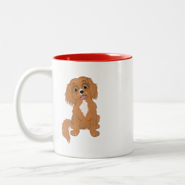 Personalisiert Ruby Cavalier King Charles Spaniel  Zweifarbige Tasse (Links)