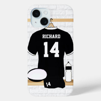 Personalisiert Rugby Jersey Black und White Case-Mate iPhone Hülle