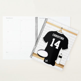 Personalisiert Rugby Jersey Black und White Planer