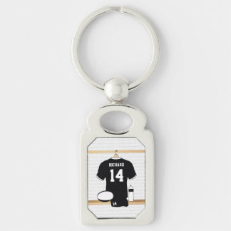 Personalisiert Rugby Jersey Black und White Schlüsselanhänger