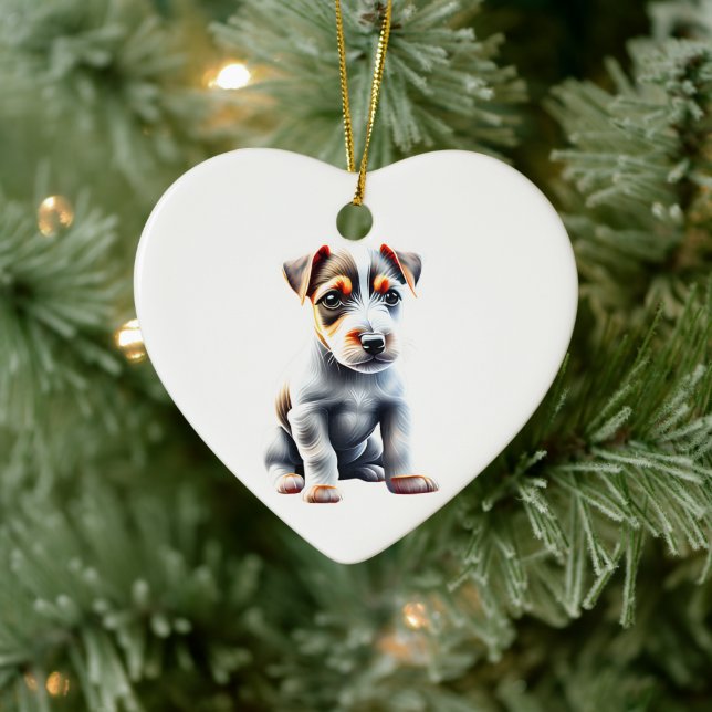 Personalisiert Russell Terrier Puppy Keramik Ornament (Baum)