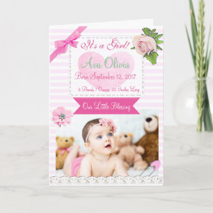Personalisiert Rustic Baby Foto Geburtserklärung Ankündigung