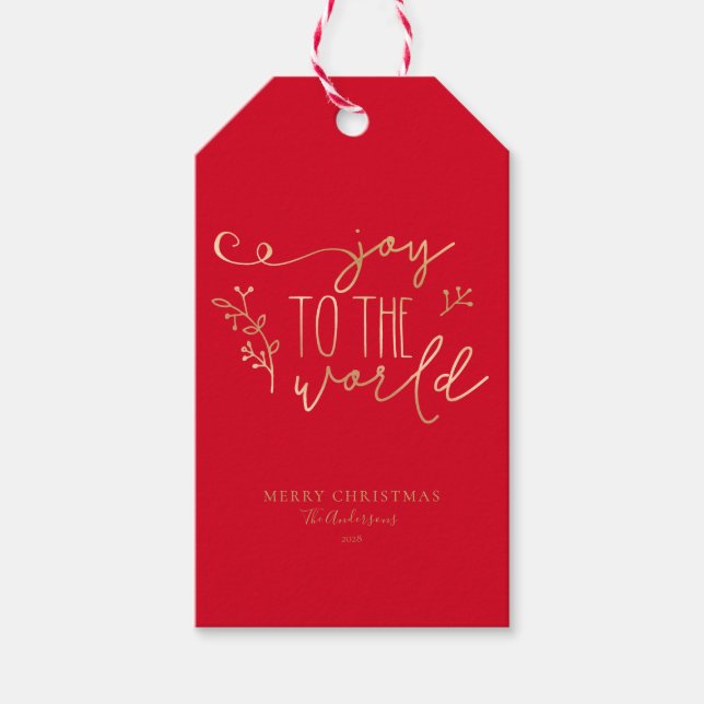 Personalisiert rustikale frohe Weihnachtsfamilie Geschenkanhänger (Vorderseite)