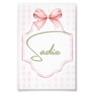 Personalisiert Sadie Baby Girl Kinderzimmer Bow&Gi Fotodruck