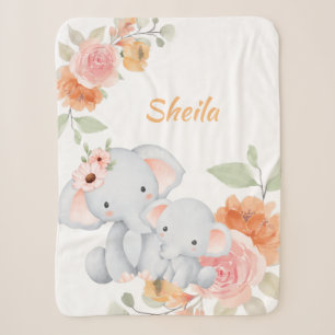 Personalisiert Safari Animals Girl Baby Blanket Sherpadecke