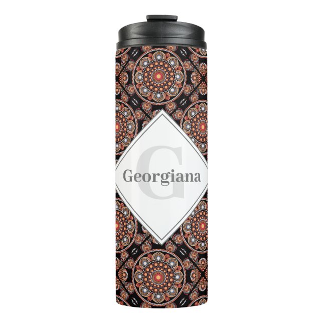 Personalisiert Safari Sunset Bohemisch Mandala Til Thermosbecher (Vorderseite)