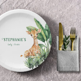 Personalisiert Safari Wild One Giraffe Baby Dusche Pappteller