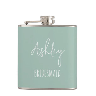 Personalisiert Sage Green Best Bridesmaid Geschenk Flachmann