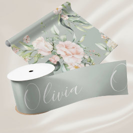 Personalisiert Sage Green Elegante Name Satin Ribb Satinband