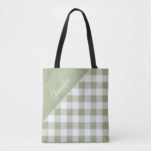 Personalisiert Sage Green Kariert (Vorderseite)