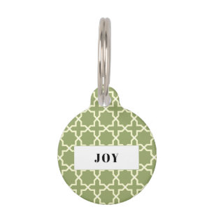 Personalisiert-Sage-Green-Muster Pile Haustiermarke