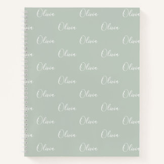 Personalisiert-Sage-Green-Name-Notebook Notizbuch