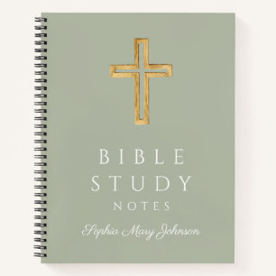 Personalisiert Sage Green Religious Cross Notizbuch