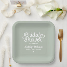 Personalisiert Sage Green Wedding Brautparty Pappteller