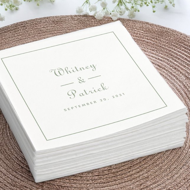 Personalisiert Sage Green Wedding Serviette (Personalized Sage Green Wedding Napkins)