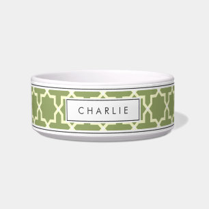 Personalisiert Sage Green & White Star Muster Napf
