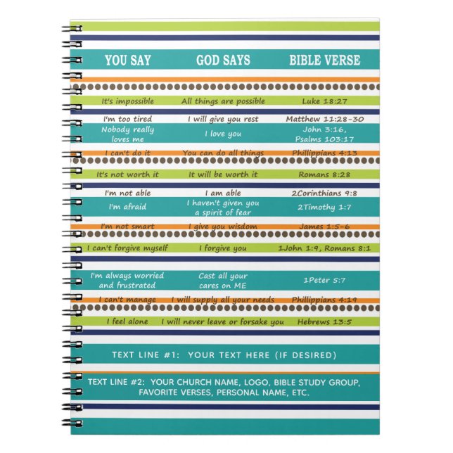 Personalisiert SAGEN SIE / GOTT SAGT Bibelverse Notizblock (Vorderseite)