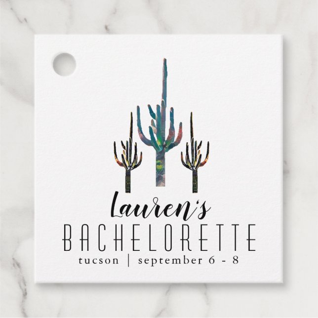 Personalisiert Saguaro Cactus Bachelorette Geschenkanhänger (Vorderseite)
