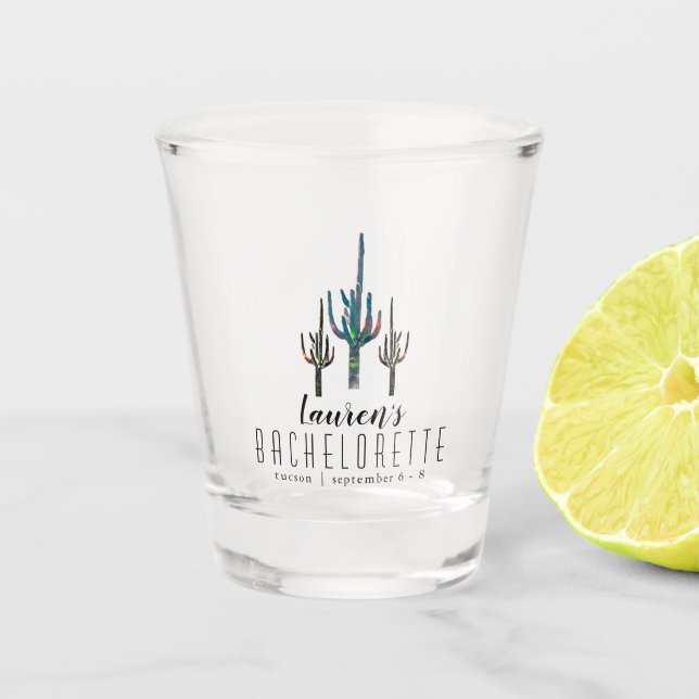 Personalisiert Saguaro Cactus Bachelorette Schnapsglas (Vorderseite)