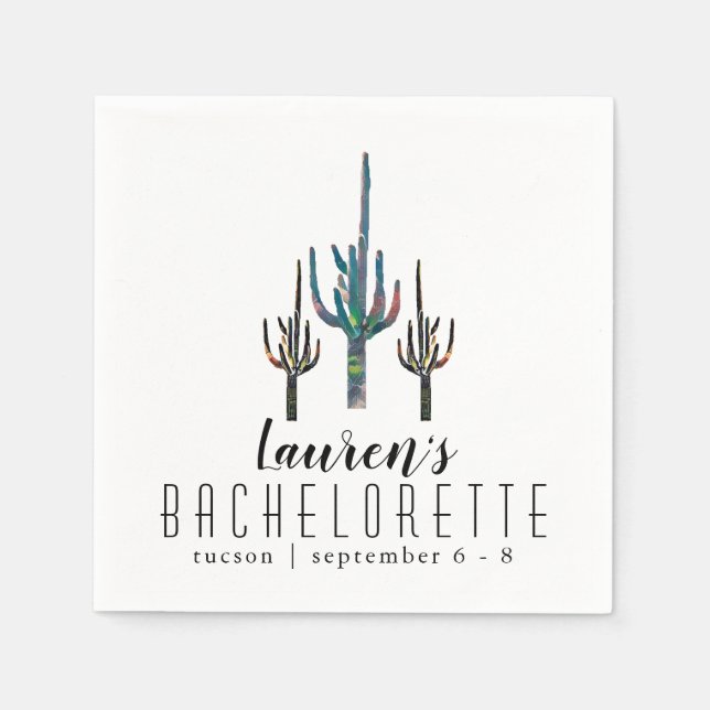 Personalisiert Saguaro Cactus Bachelorette Serviette (Vorderseite)