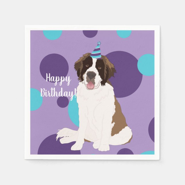 Personalisiert Saint Bernard Geburtstag Serviette (Vorderseite)