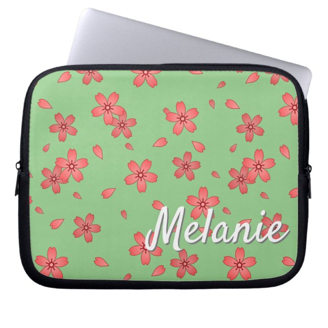 Personalisiert Sakura Cherry Blossom Blizzard Laptopschutzhülle (Vorderseite)