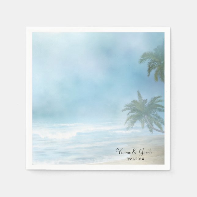 Personalisiert Sandy Beach Wedding Napkins Serviette (Vorderseite)