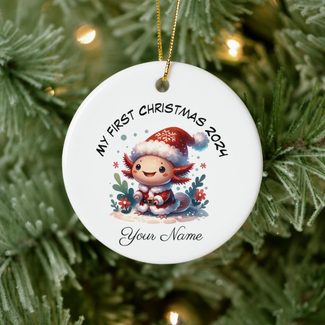 Personalisiert Santa Axolotl Keramik Ornament (Baum)