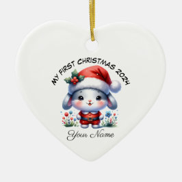 Personalisiert Santa Bunny First Weihnachten Keramik Ornament