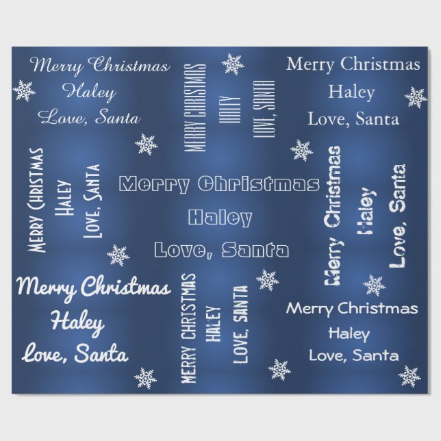 Personalisiert Santa Christmas Blue Geschenkpapier (Flach)