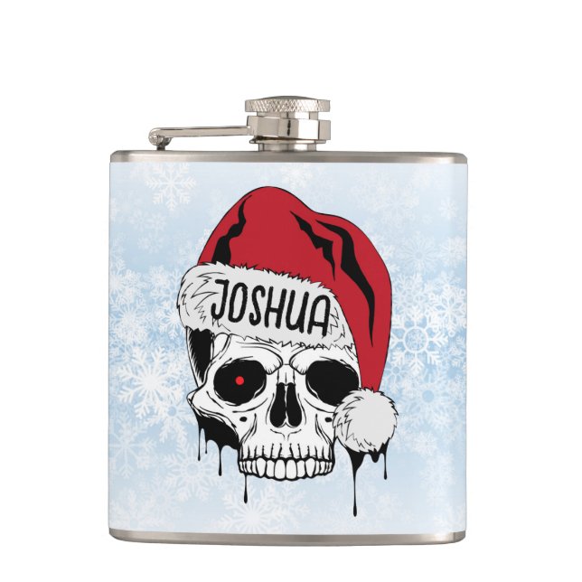 Personalisiert Santa Skull Flachmann (Vorderseite)