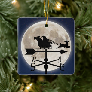 Personalisiert Santa Weathervane Vollmond Weihnach Keramikornament