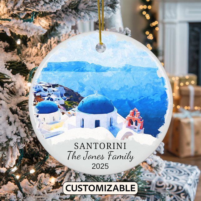 Personalisiert Santorini-Ornament, Griechenland Keramik Ornament (Von Creator hochgeladen)