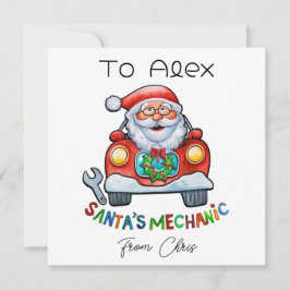 Personalisiert Sant's Mechanic Weihnachtskarte Feiertagskarte