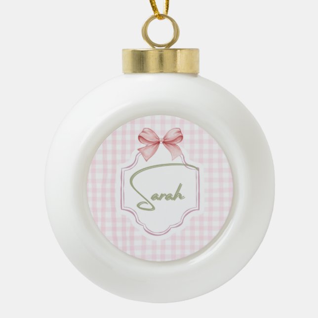 Personalisiert Sarah Baby Girl Kinderzimmer Bow&Gi Keramik Kugel-Ornament (Vorderseite)