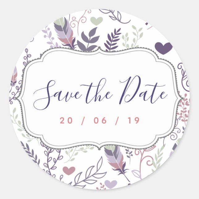 Personalisiert Save the Date Hochzeitsticker Runder Aufkleber (Vorderseite)