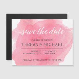 Personalisiert Save the Date, rosa Hochzeitsschrif Magneteinladung
