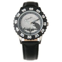 Personalisiert Schach Vollmond Katze in Mausspiel  Armbanduhr