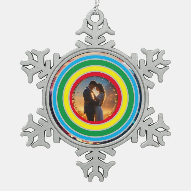 Personalisiert Schneeflocken Zinn-Ornament (Vorderseite)